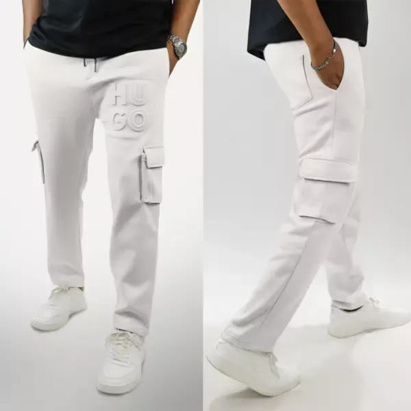 Premium Terry Cotton (fleece) Baggy Trouser (Emboss) White