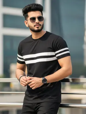 Men's Pure Cotton Crew Neck Contrast T-shirt S.01
