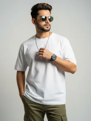 Men's Pure Cotton Crew Neck DropShoulder T-shirt
