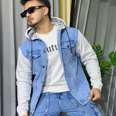 Most Popular Stylish Denim Hoodie For Men (Super Light)