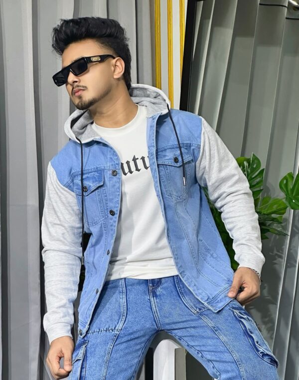 Most Popular Stylish Denim Hoodie For Men (Super Light)