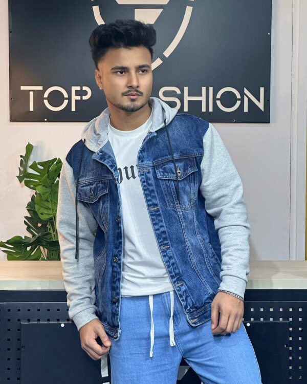 Most Popular Stylish Denim Hoodie For Men Deep