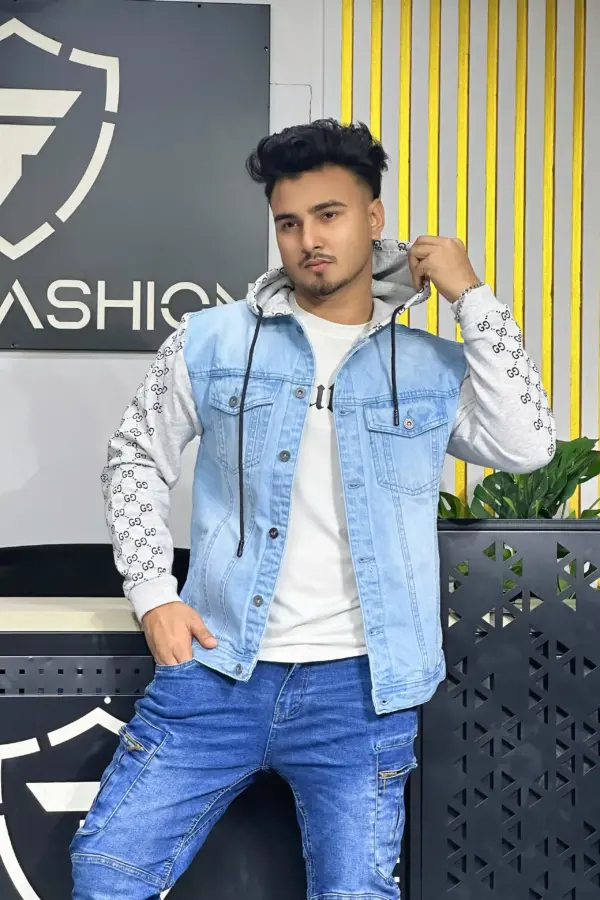 Trending & Stylish Printed Denim Hoodie