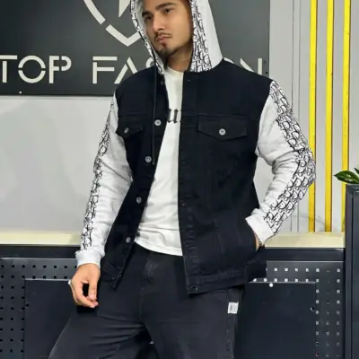 Trending & Stylish Printed Denim Hoodie