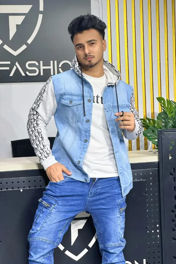 Trending & Stylish Printed Denim Hoodie