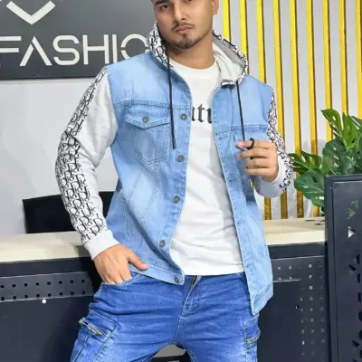 Trending & Stylish Printed Denim Hoodie